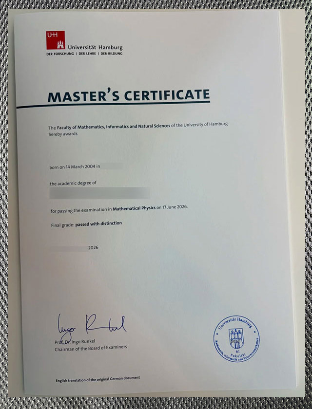 order the certificate of the university of hamburg in germany online