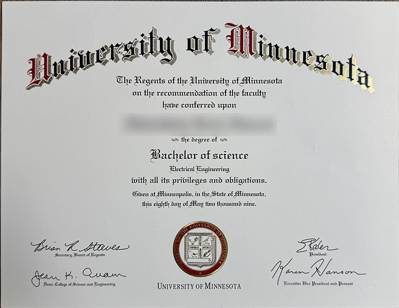 Please be sure to purchase a certificate diploma from the University of Minnesota. certificate from the university of minnesota