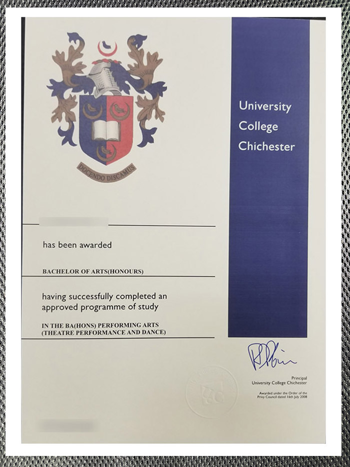 latest sample display of chichester university certificates