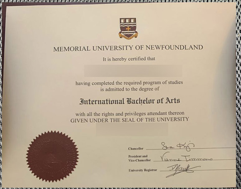 the high quality certificate issued by memorial university of newfoundland