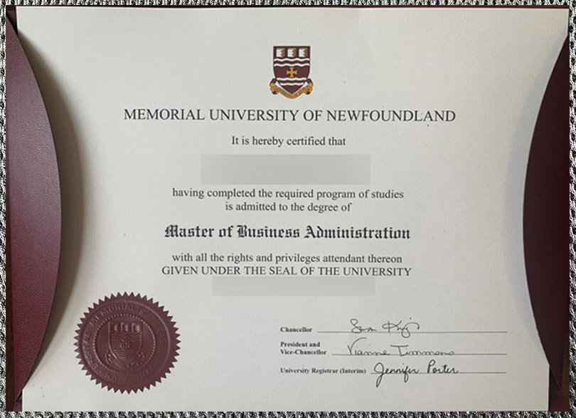 the high quality certificate issued by memorial university of newfoundland