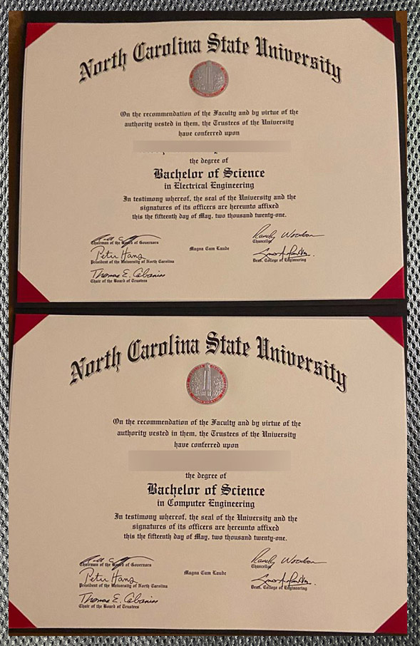 What is the degree certificate of North Carolina State University like? North Carolina State University3