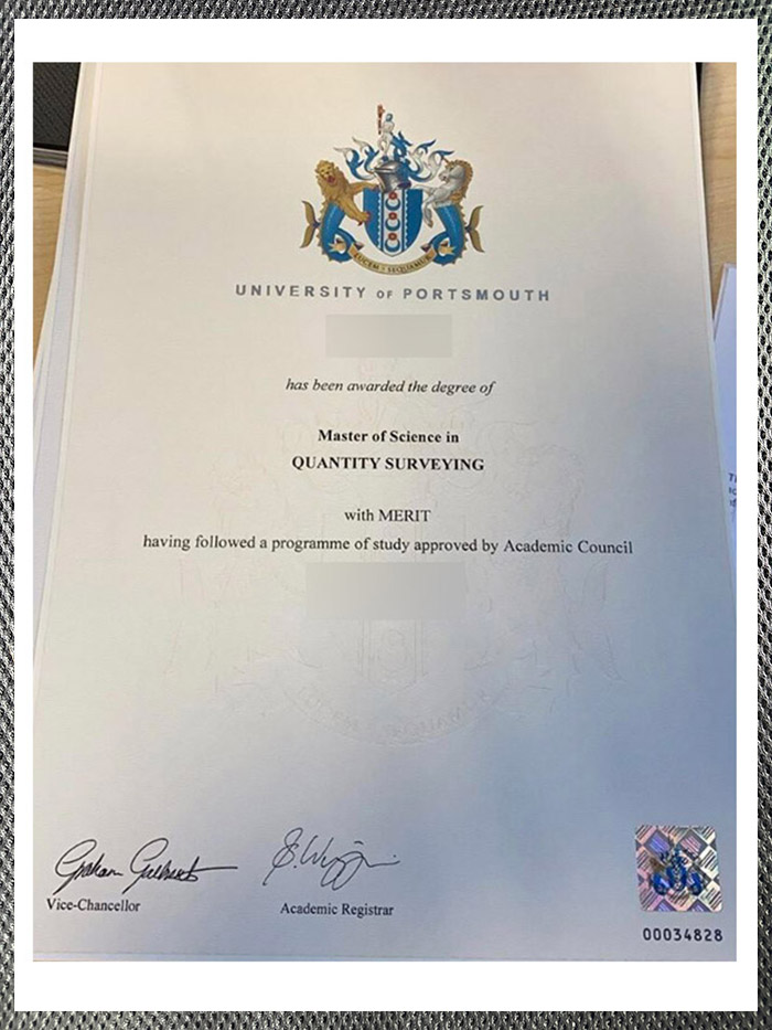 do you need a certificate from the university of portsmouth?