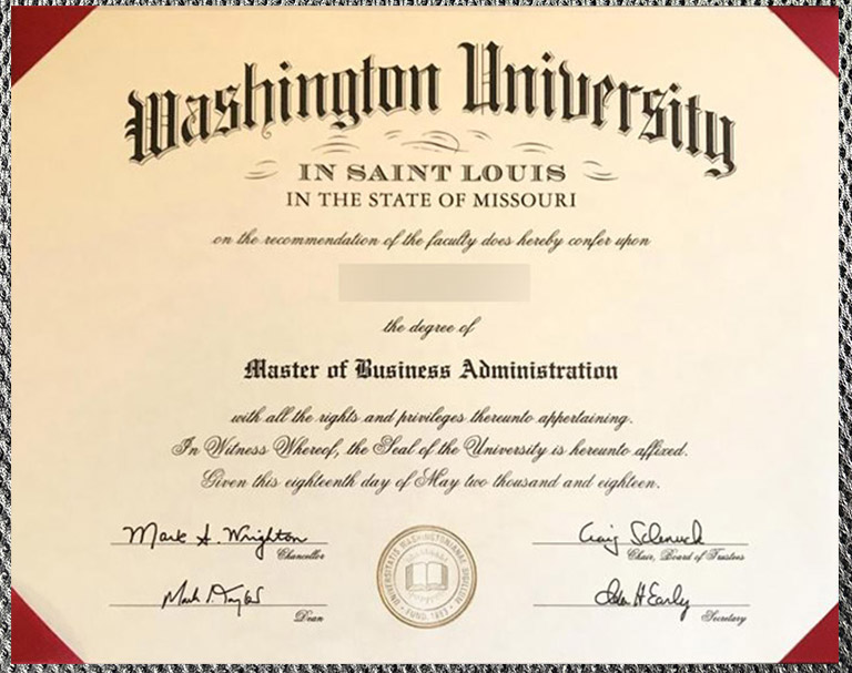 latest sample display of the certificate from the saint louis campus