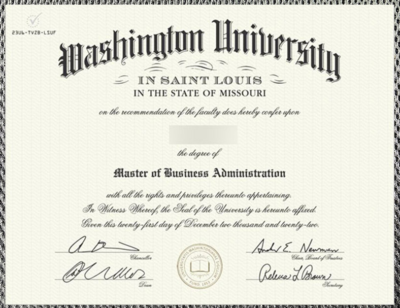 latest sample display of the certificate from the saint louis campus
