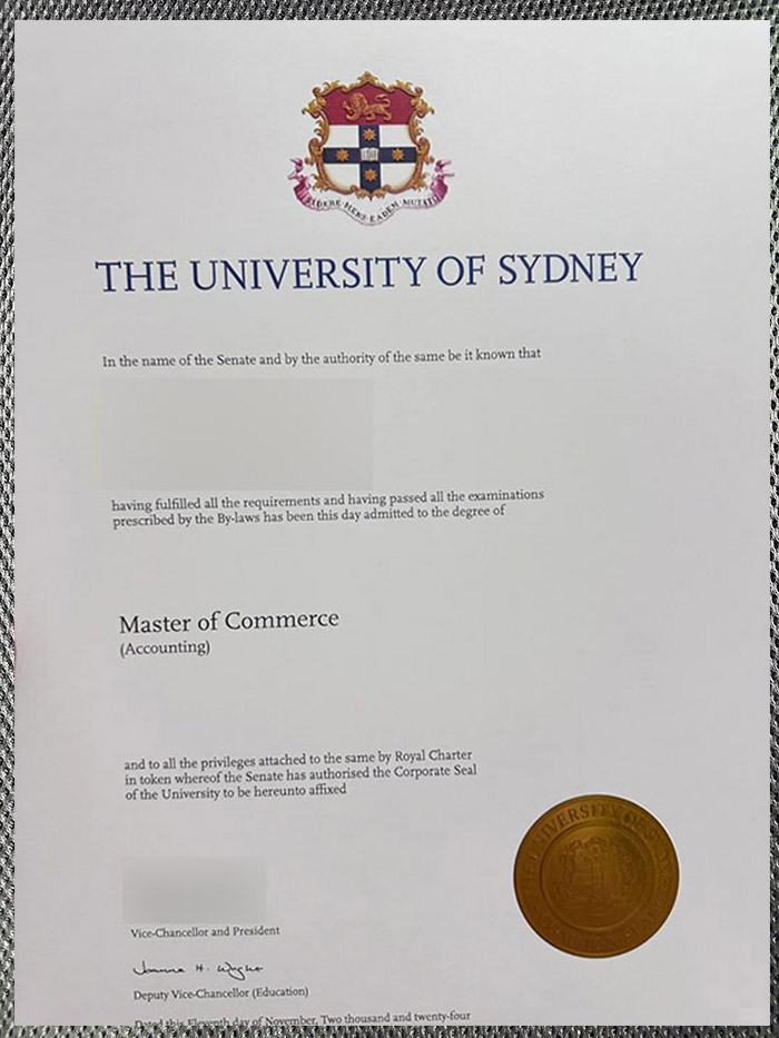 sydney university certificate