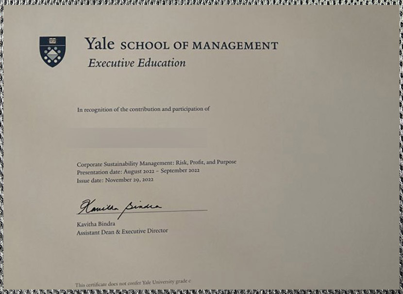 latest sample display of the certificate from yeshiva university