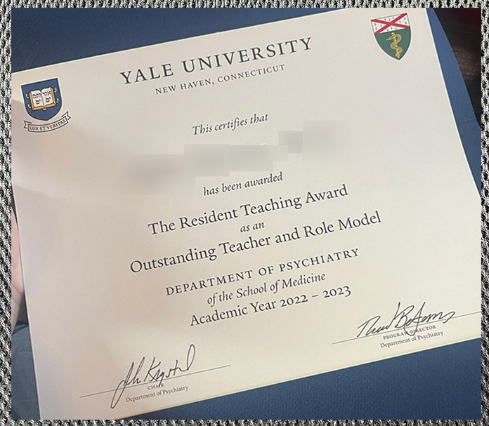 latest sample display of the certificate from yeshiva university