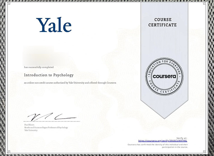 latest sample display of the certificate from yeshiva university