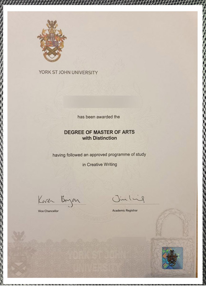 please be sure to purchase a certificate diploma from york st john university.
