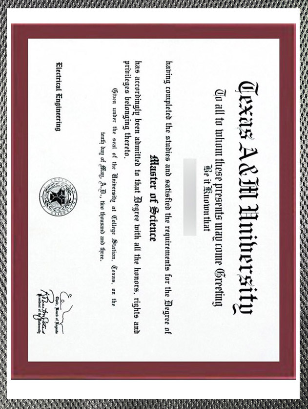 Please be sure to purchase a certificate from Texas A&M University.