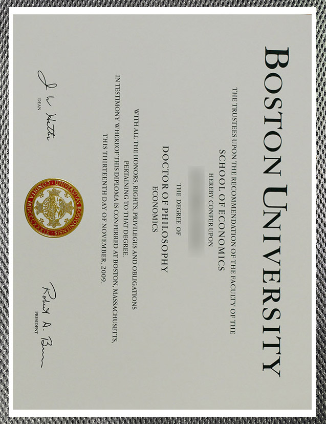 Latest sample display of Boston University degree certificates