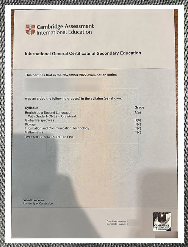 Latest sample display of Cambridge IGCSE certificates