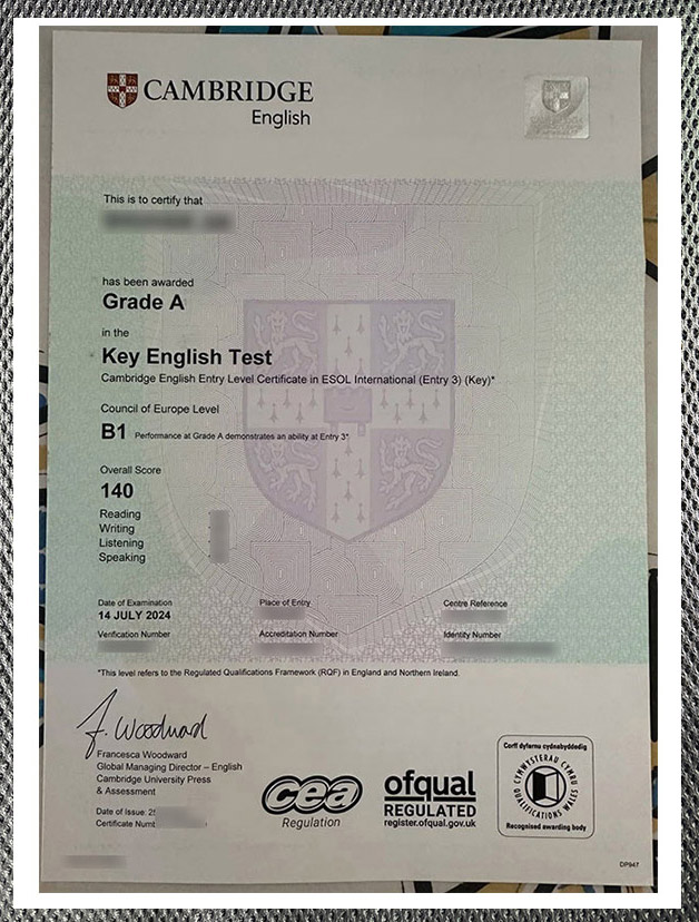 How long does it take to order the Cambridge English certificate through the website?