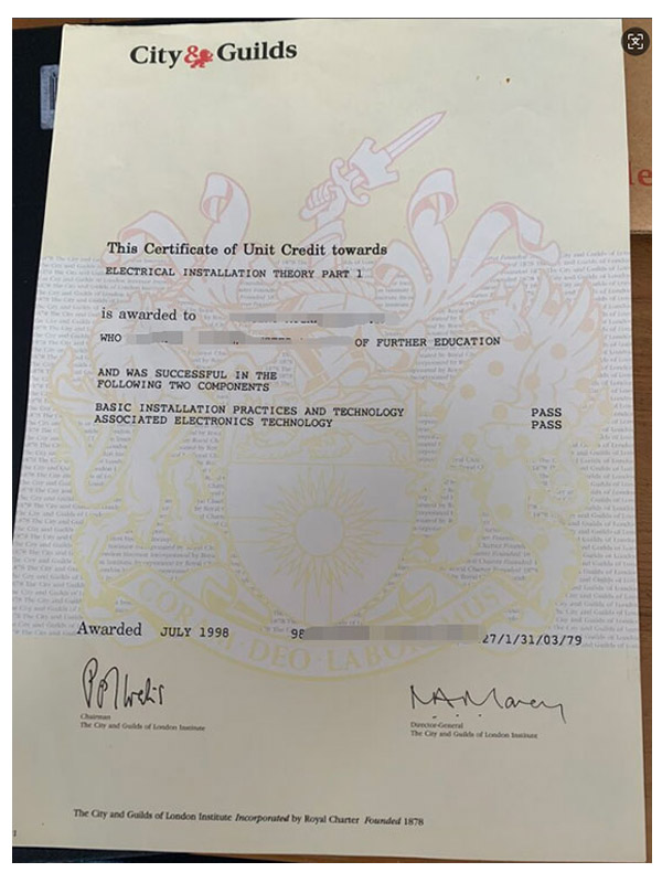 what are the city and industry certificates?