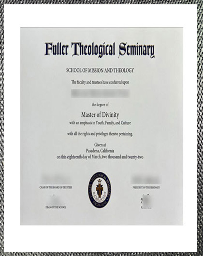 please be sure to purchase a certificate from fuller theological seminary.