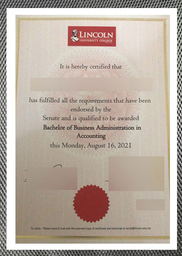 please be sure to purchase a certificate diploma from lincoln university.