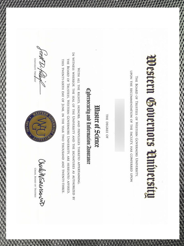 latest sample display of western governor's university certificates
