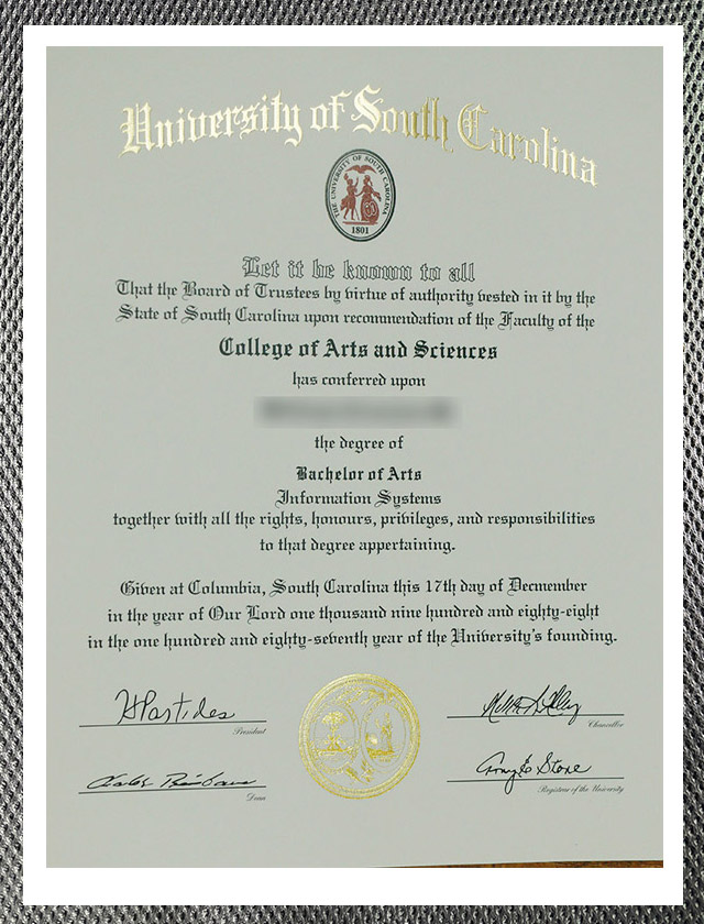 Order the diploma certificate of the University of South Carolina online