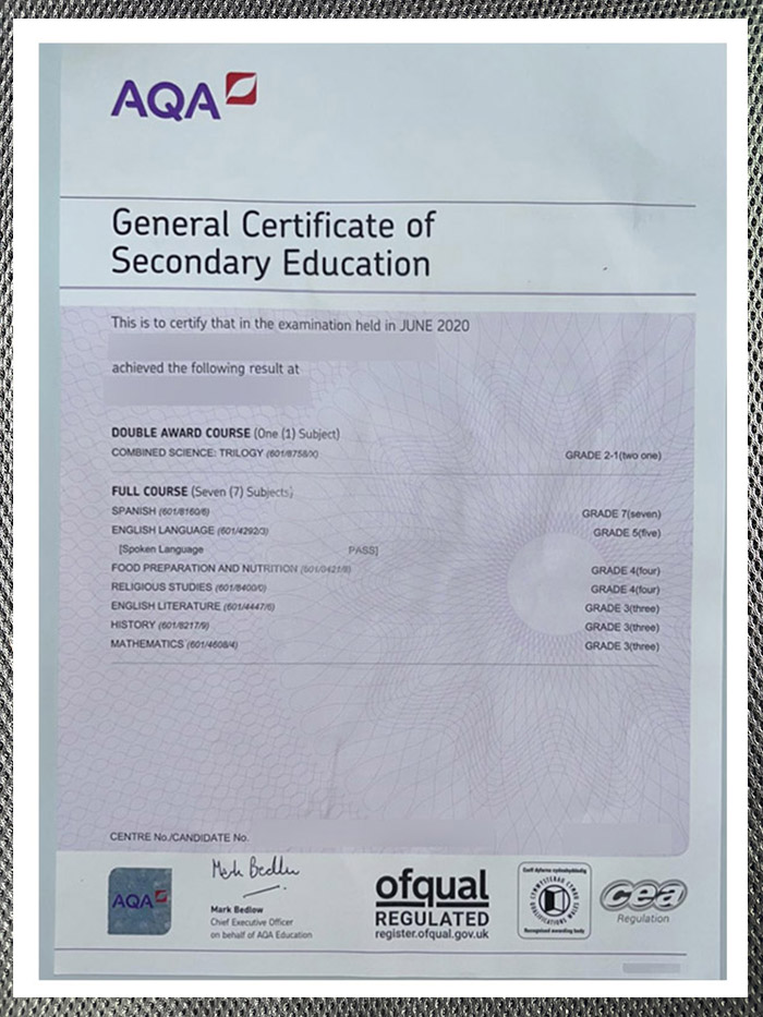 Please be sure to purchase a GCSE certificate.