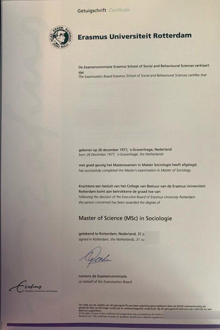 How much does it cost to purchase an EUR certificate? erasmus university rotterdam certificate
