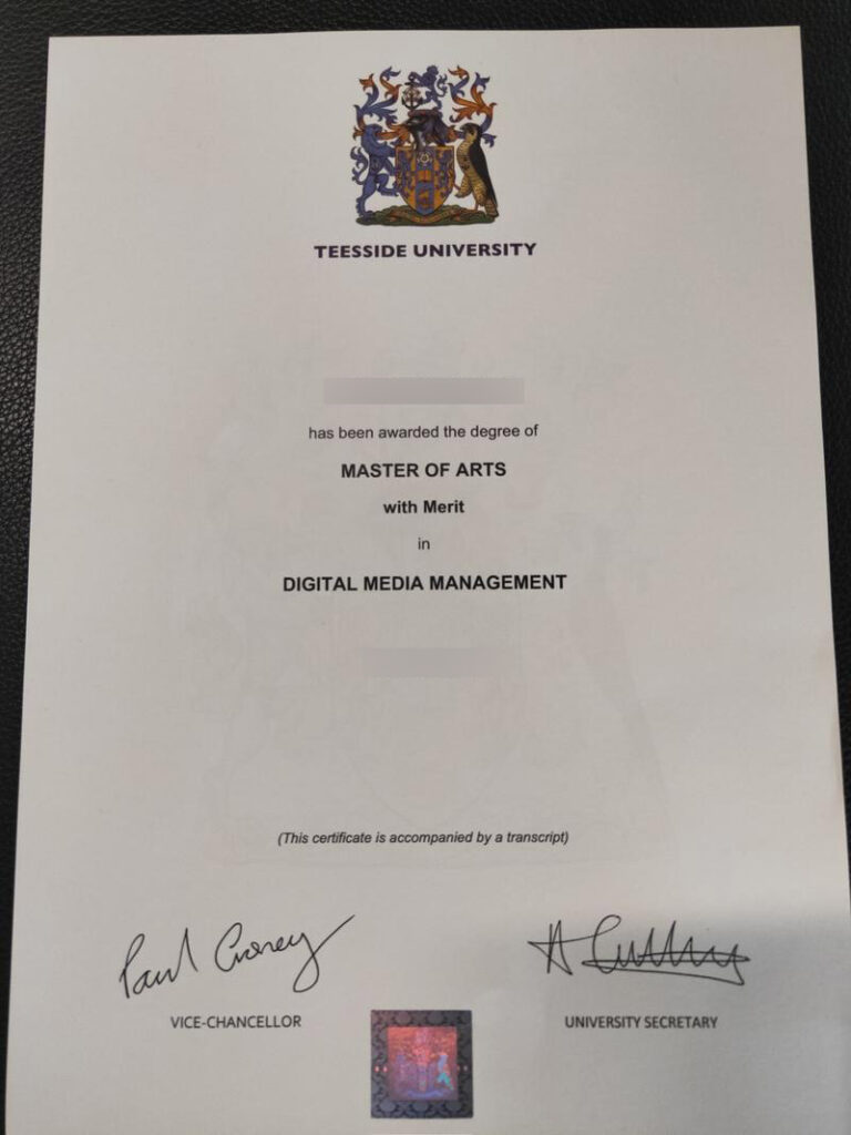 teeside university certificate1
